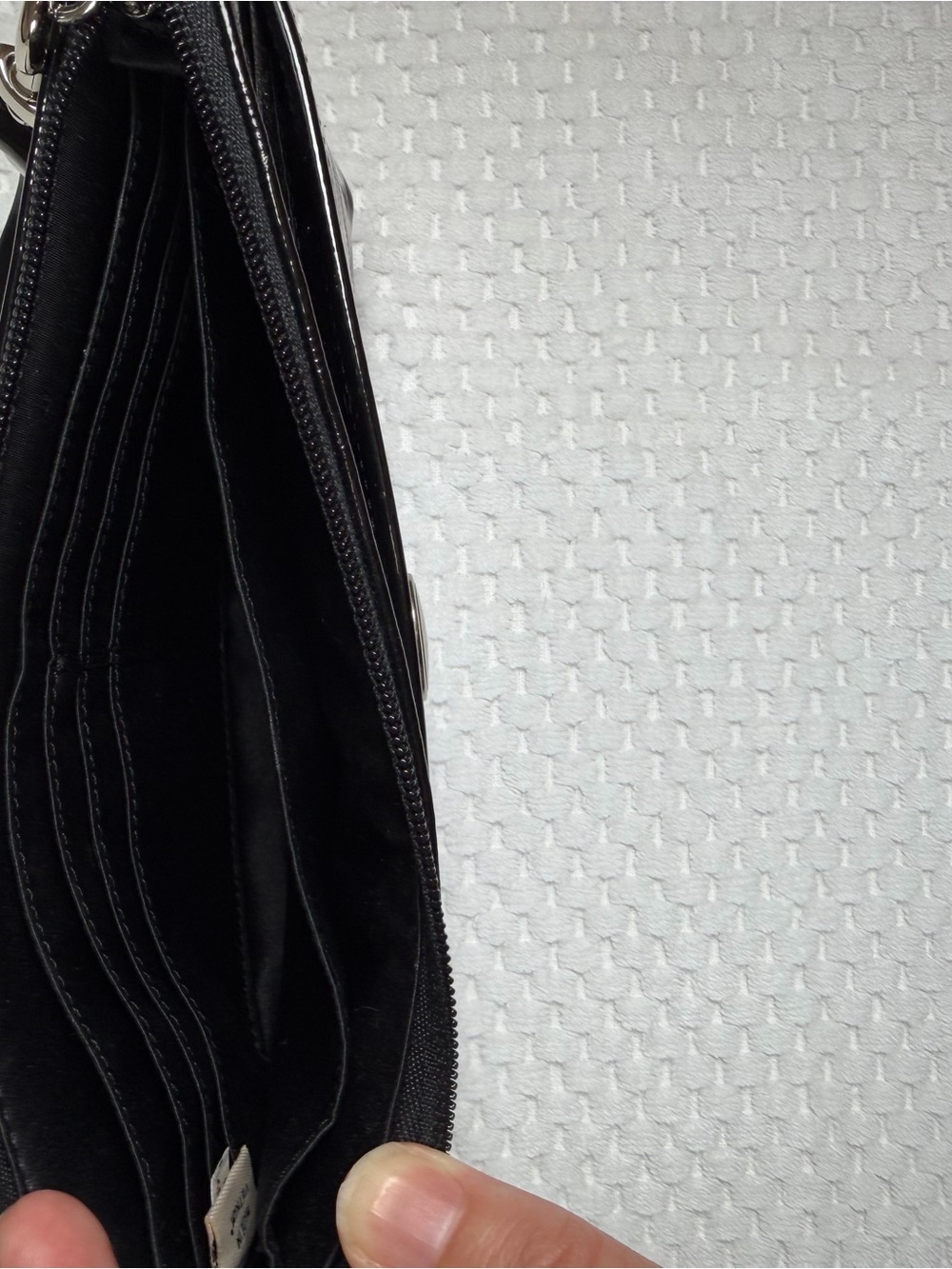 Coach Black Patent Signature Wristlet with Removable Strap - Picture 3 of 4